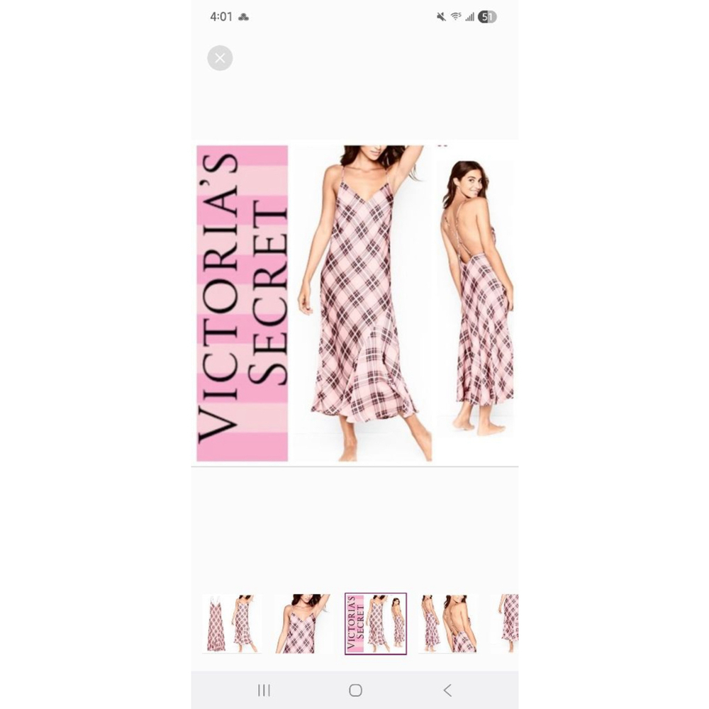Women's Victoria's Secret Pink & Black Plaid Chemise Slip Dress M